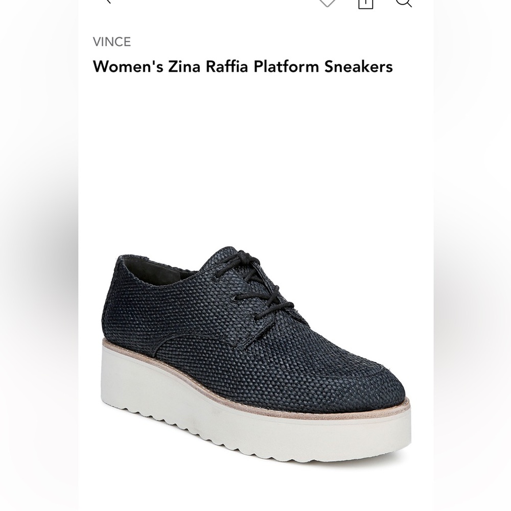 Vince Women's Zina Raffia Platform Sneakers - Black and White